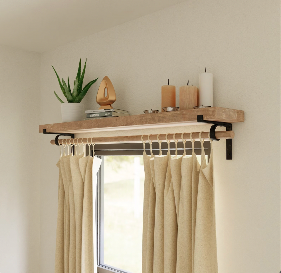 Shelf Bracket with Single Curtain Rod Holder