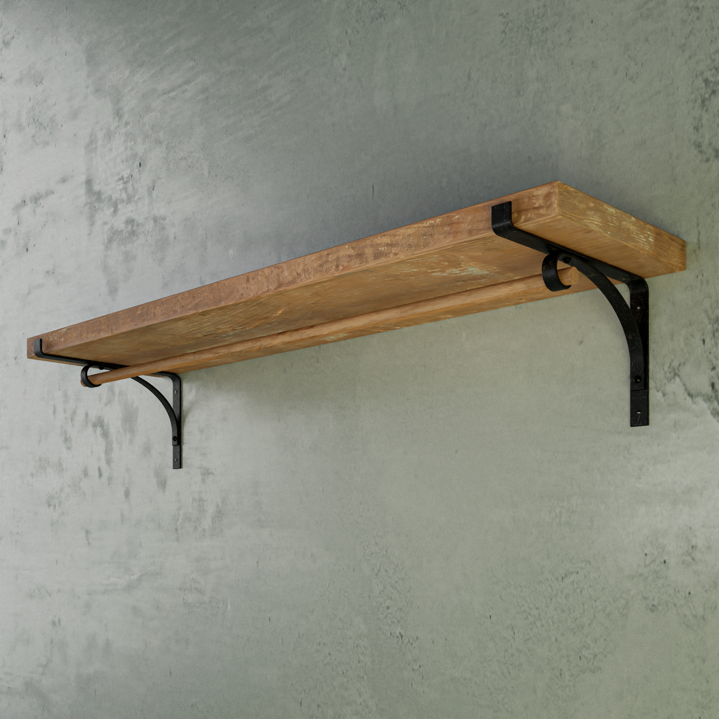 Shelf Bracket with Gusset and Rod Holder