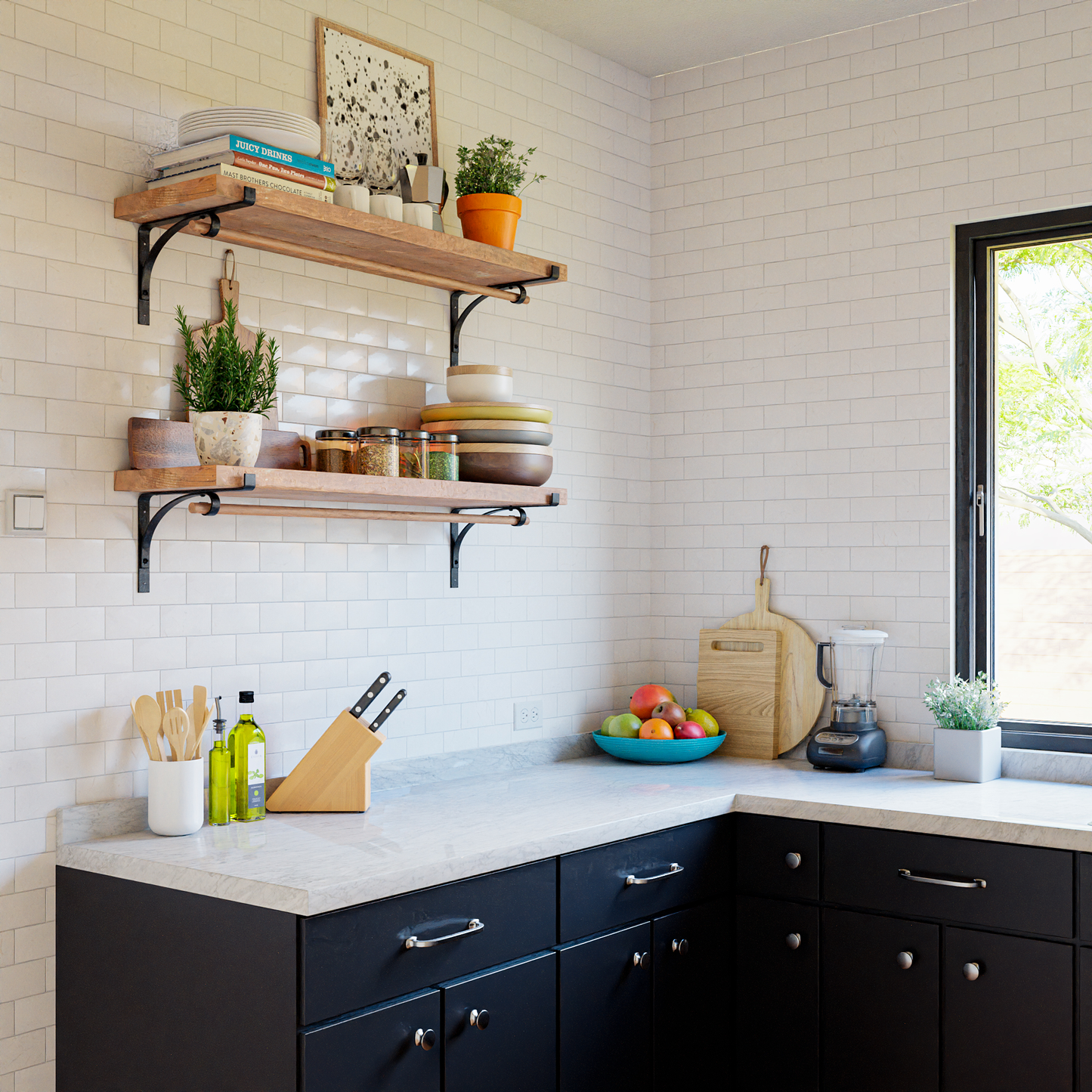Shelf Bracket with Gusset and Rod Holder
